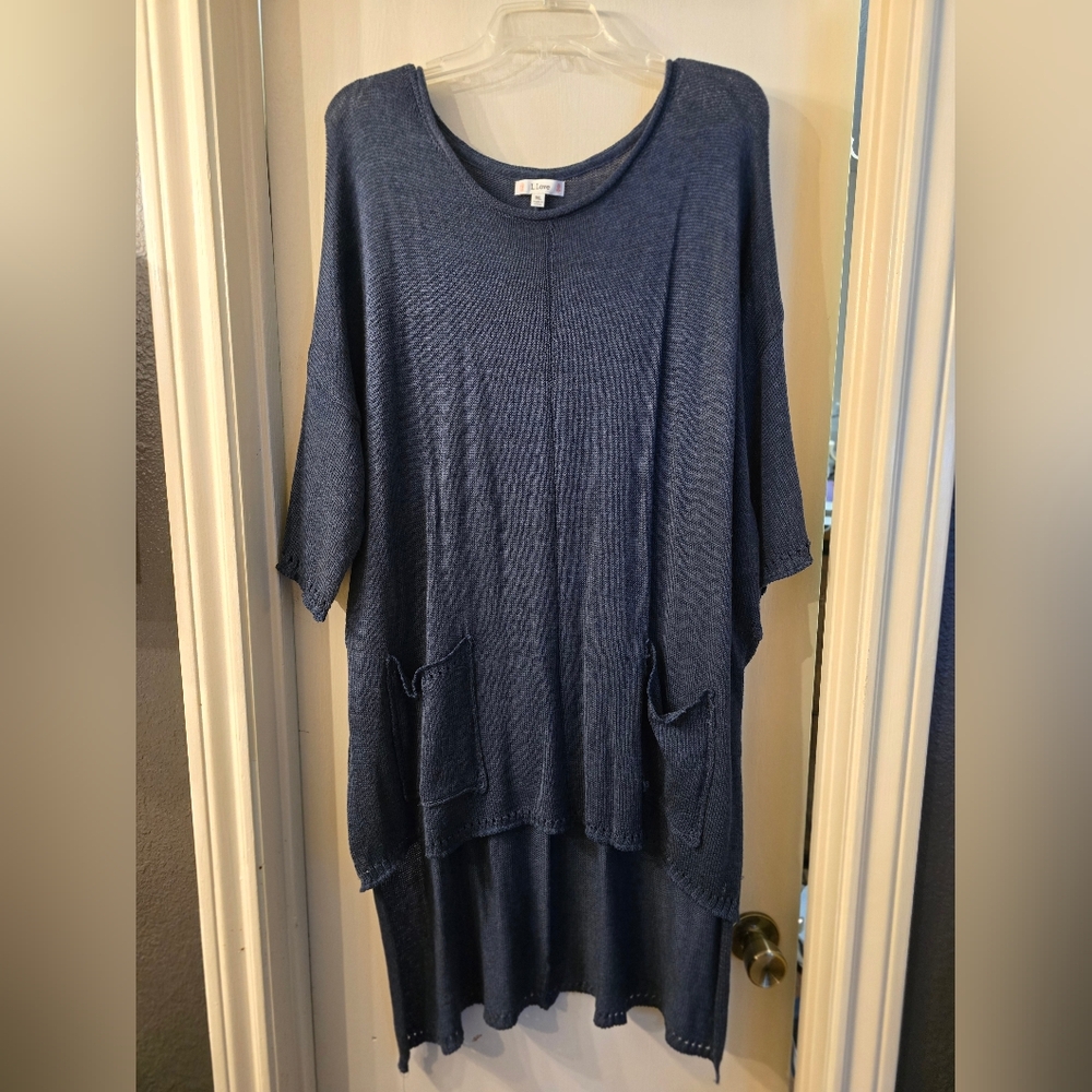 L Love Women's Blue Tunic Top